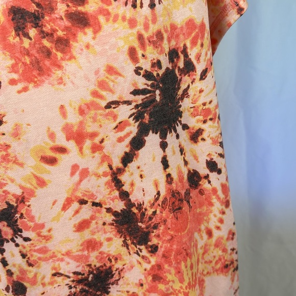Ideology, Peach Berry Tie Dyed , Scoop Neck, Cap Sleeve Pullover Top, - Picture 8 of 14